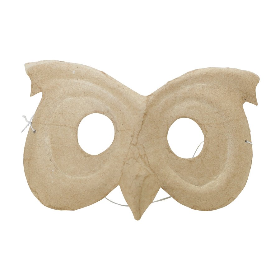 Masque Chouette en papier mâché - 5 x 10 x 15 cm