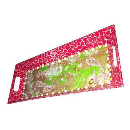 Support à décorer en papier mâché - Plateau moderne rectangulaire MM - 26 x 11 cm