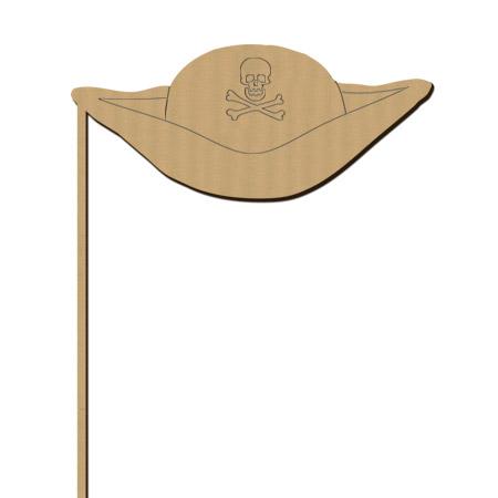 Sujet en bois médium - Photobooth Chapeau pirate - 17,6 x 25 cm