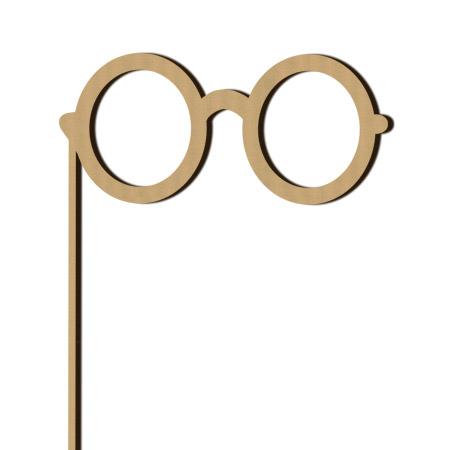 Sujet en bois médium - Photobooth Grosses lunettes rondes - 19 x 21,5 cm