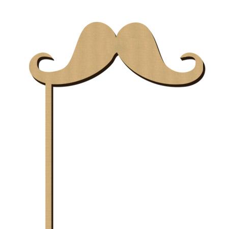 Sujet en bois médium - Photobooth Big moustache gentleman - 12 x 22,5 cm