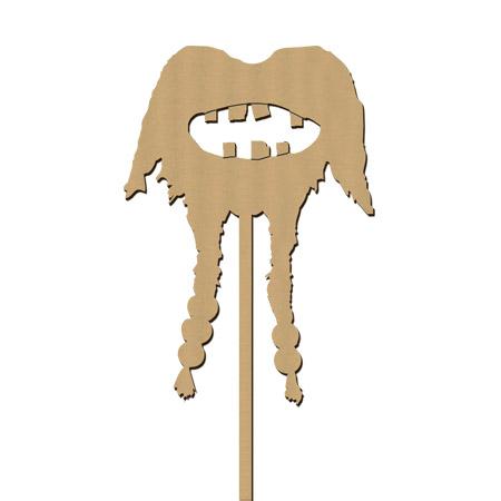 Sujet en bois médium - Photobooth Barbichette pirate - 8,3 x 22.7 cm