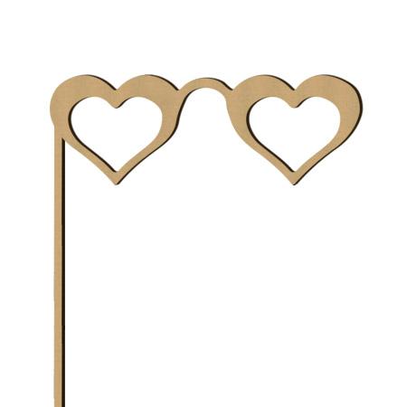 Sujet en bois médium - Photobooth Lunettes coeur - 20 x 14 cm