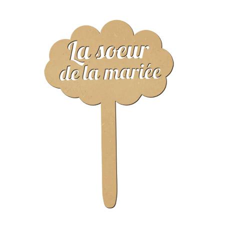 Support en bois médium - Photobooth panneau la sœur de la mariée - 17.6 x 25.5 cm