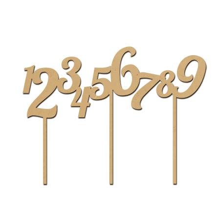 Support en bois médium - Ribambelle de chiffres horizontale de 1 à 9 - 30,5*15,4 cm
