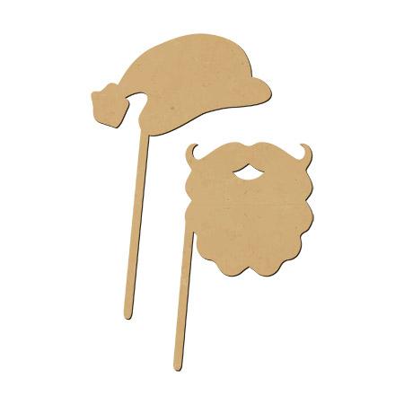 Sujet en bois médium - Photobooth Ass.chapeau et barbe du père-Noël - Dimensions du chapeau 25,4 x 16 cm