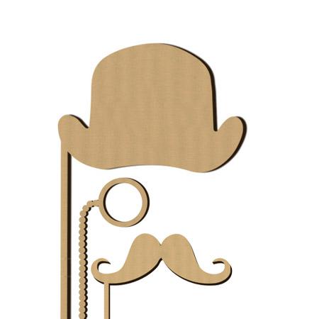 Sujet en bois médium - Photobooth Ass aristocrate - 26 x 14,5 cm le chapeau