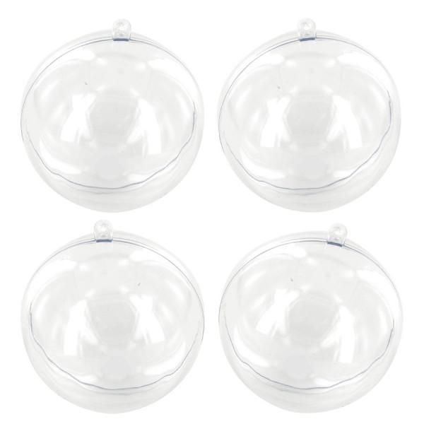 Boule en plastique transparent - divisible - 6 cm - 4 pces