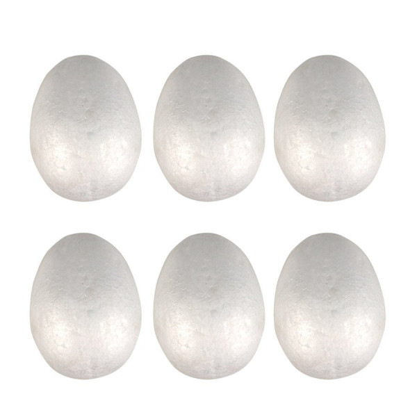 Œufs en polystyrène - 7 x 4,5 cm - 6 pcs
