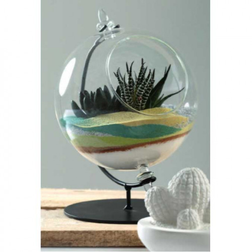 Boule décorative en verre avec support métal - Ø 8 cm
