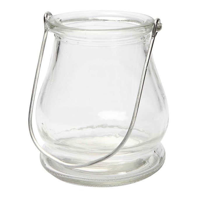 Lanterne ronde en verre avec hanse métal - 10 cm