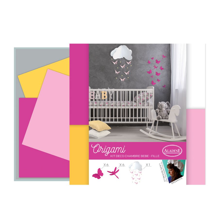 Kit Origami - Déco chambre bébé - Rose