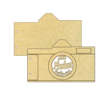 Objet en bois médium - Mini album appareil photo - 20,2 x 12,6 cm