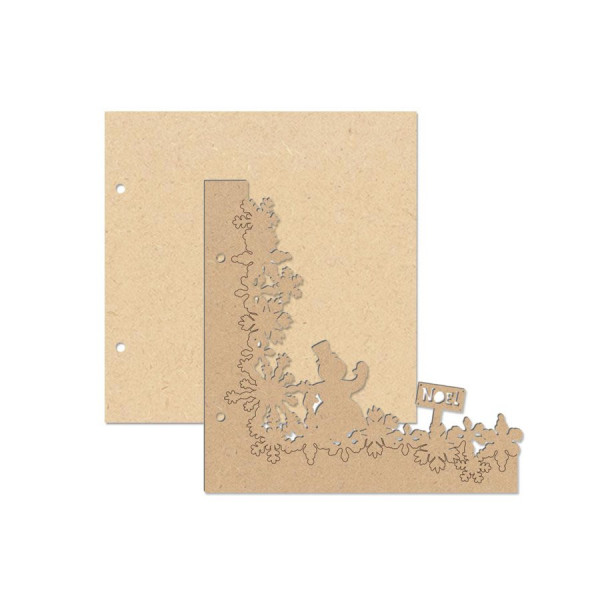 Objet en bois médium - Mini Album Bonhomme de Neige - 16 x 16 cm
