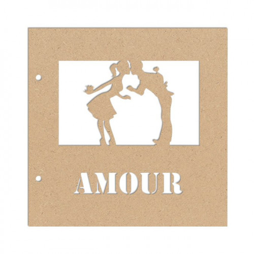 Objet en bois médium - Album Amour - 16,5 x 16,5 cm