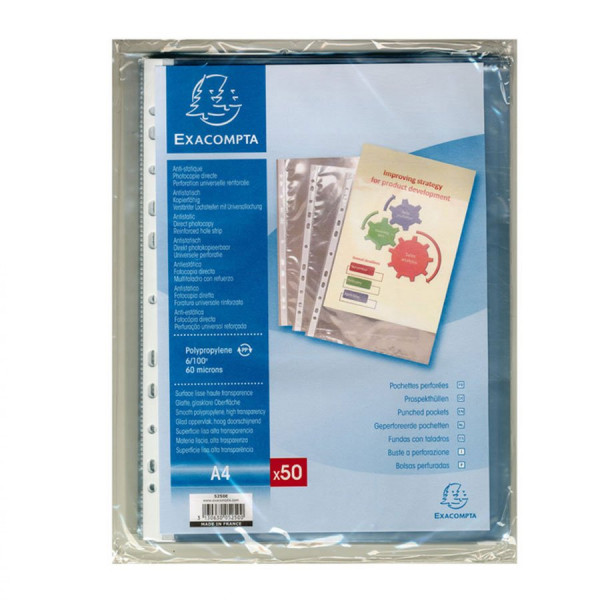 Pochettes transparentes perforées en polypropylène - A4 - 50 pcs
