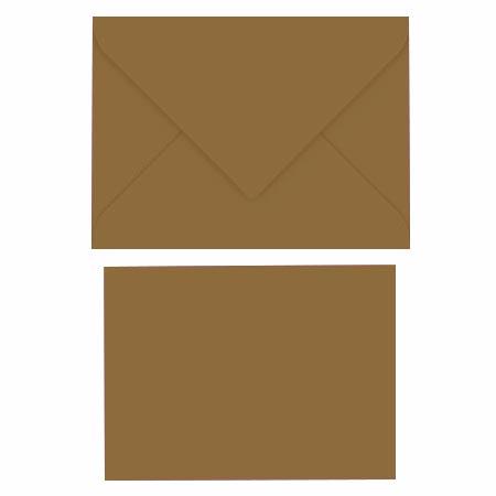 Pollen - Assortiment de 5 petites enveloppes et 5 petites cartes rectangulaires - Marron Taupé
