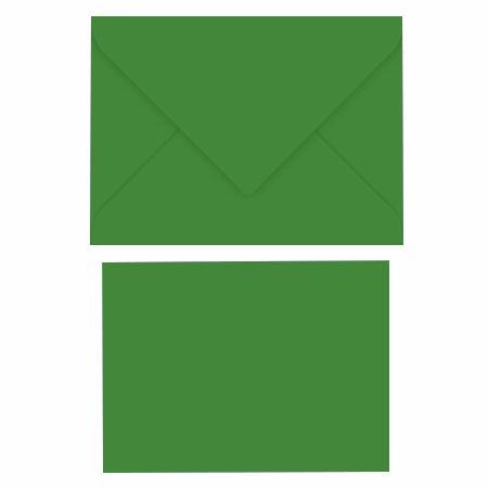 Pollen - Assortiment de 5 petites enveloppes et 5 petites cartes rectangulaires - Vert Sapin