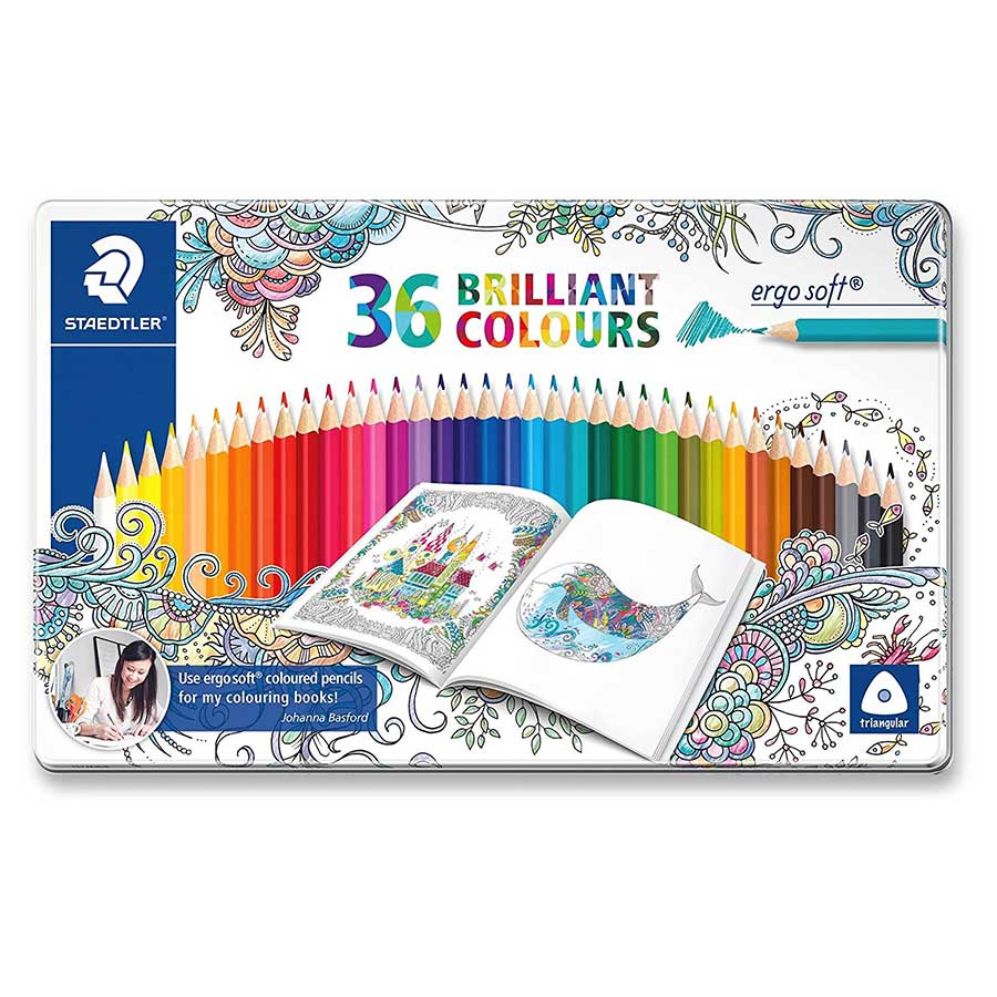 Boîte métal de 36 crayons de couleur Ergosoft