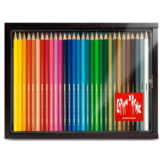Plumier bois de 30 crayons aquarellables Swisscolor