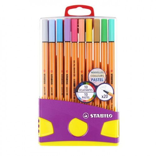 STABILO Stylo feutre pointe fine point 88 - Boite métal de 50  stylos-feutres & Stylo feutre pointMax - Pochette de 24 stylos-feutres  pointe moyenne en