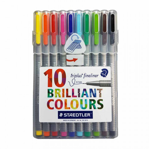 STAEDTLER Fineliner triplus BRILLIANT COLOURS, étui de 10 - Stylo