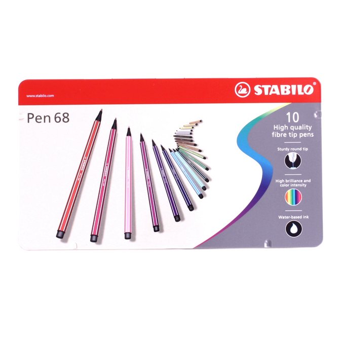 Feutres Stabilo Pen 68 - 10 couleurs assorties