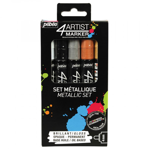 4Artist Marker  - Set Métallique - 5 marqueurs (4 mm)