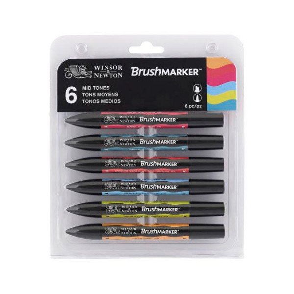 6 marqueurs Brushmarkers - Tons moyens