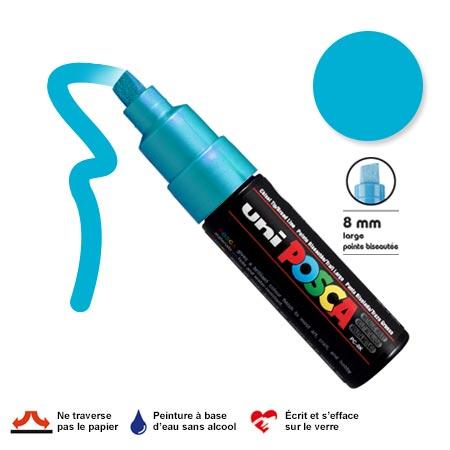 Marqueur Posca pointe biseautée - Trait large 8 mm - Turquoise