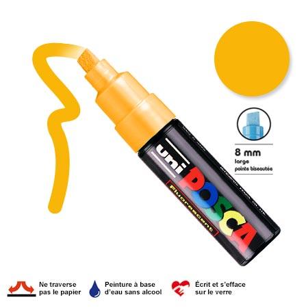 Marqueur Posca pointe biseautée - Trait large 8 mm - Orange pâle fluorescent