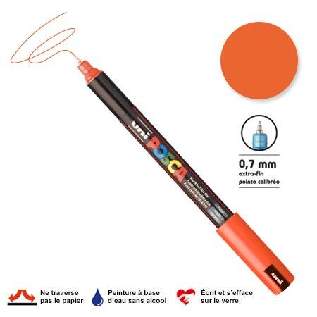 Marqueur Posca pointe calibrée, baguée de métal - Trait extra fin 0.7 mm - Orange foncé