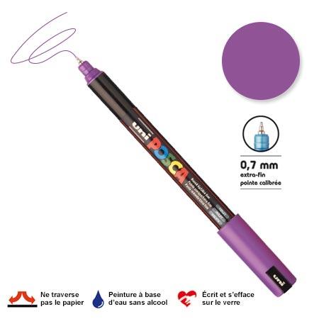 Marqueur Posca pointe calibrée, baguée de métal - Trait extra fin 0.7 mm - Violet