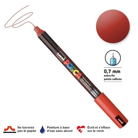 Marqueur Posca pointe calibrée, baguée de métal - Trait extra fin 0.7 mm - Rouge métallique