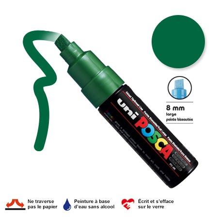 Marqueur Posca pointe biseautée - Trait large 8 mm - Vert foncé