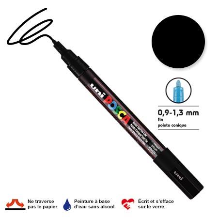 Marqueur Posca pointe conique - Trait fin 0,9-1,5 mm - Noir