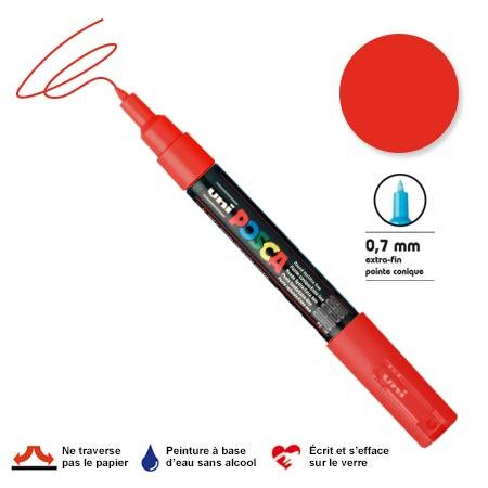 Marqueur Posca pointe conique - Trait extra fin 0.7-1 mm - Rouge