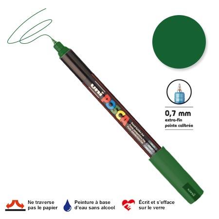 Marqueur Posca pointe calibrée, baguée de métal - Trait extra fin 0.7 mm - Vert foncé