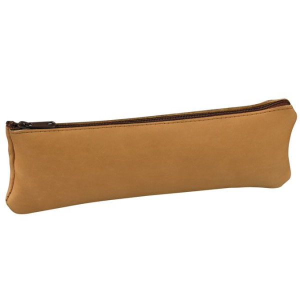 Trousse plate en cuir - 21x7 cm