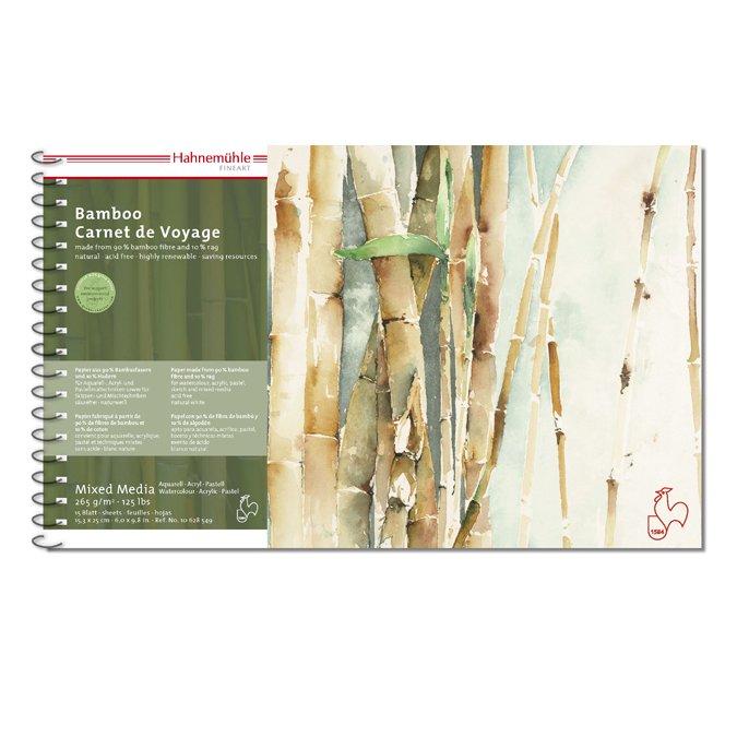 Carnet de voyage bamboo - 265 g/m² - 15,3 x 25 cm