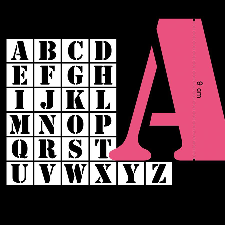 Set De 26 Pochoirs Lettres 9 Cm Scrapmalin