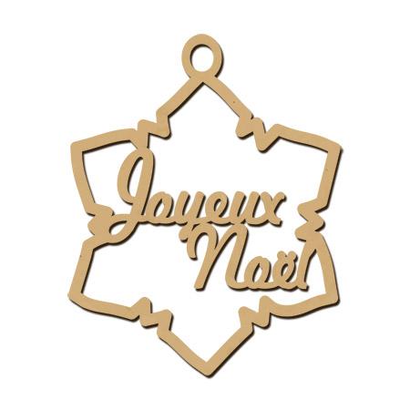 Sujet en bois médium - Flocon joyeux Noël - 5 x 4 cm