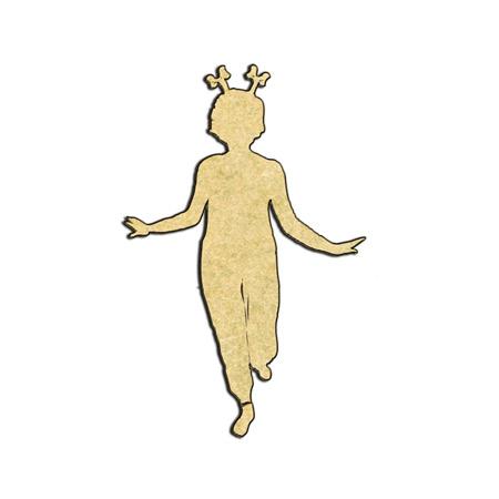 Sujet en bois médium - Silhouette petite fille couettes - 8*5,2 cm