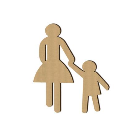 Sujet en bois médium - Mère et enfant traversent - 4,5*3,8 cm
