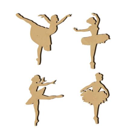 4 danseuses en bois - 4,5 x 2,5 cm
