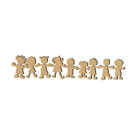 Sujet en bois médium - Ecoliers frise - 16,3 x 3,3 cm