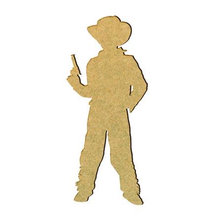 Sujet en bois médium - Cowboy - 5,5 x 2,3 cm