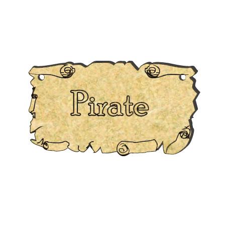 Sujet en bois médium - Carte pirate - 5 x 2,7 cm