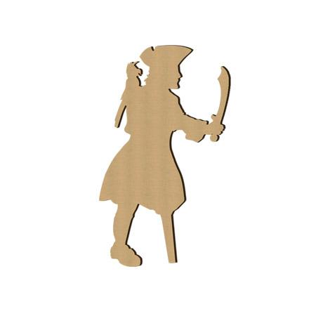 Sujet en bois médium - Pirate jambe de bois - 5 x 2,4 cm
