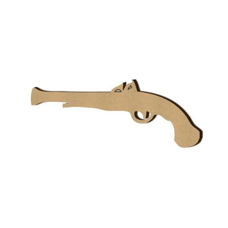 Sujet en bois médium - Pistolet pirate - 4,5 x 1,5 cm